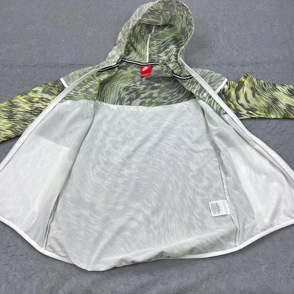 Nike Tech Jacket Womens Medium Green Hyperfuse Hooded Windrunner Full Zip 645017